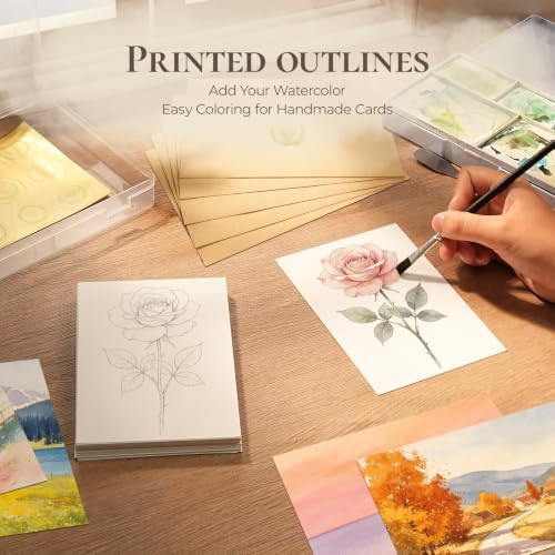 Vienrose Botanical Watercolor Cards with Envelopes 30 Pack 4x6