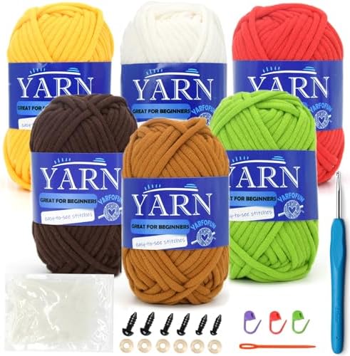 6 Pack Beginners Crochet Yarn Cotton Easy Yarn for Beginners Crocheting and Knitting with Easy to See Stitches Cotton Nylon Blend Yarn for Beginners Crochet Kit-Plants Series, YF-005