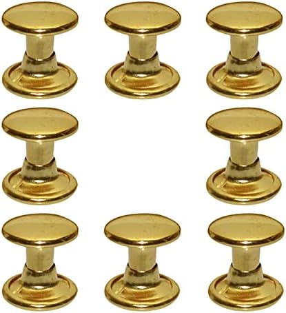 300sets Leather Rivets Double Cap Rivet Tubular Metal Studs Repairs Decoration Craft Accessories for Leather Craft Clothes Shoes Bags Belts (8mm Gold)