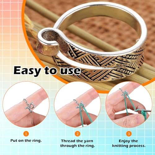 4pcs Knitting Crochet Loop Ring for Fingers Metal Open Yarn Guide Crochet Rings