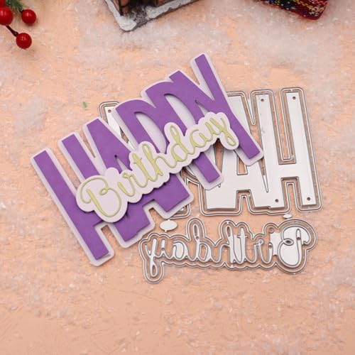 Scrapbooking Die-Cuts for Card Making, Christmas Metal Cutting Dies, Paper Craft Punch Template, Background Embossing Stencils, DIY Album Décor (Happy Birthday B)