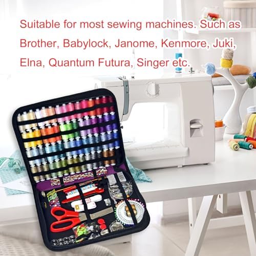 Sewing Kit with Case Portable Sewing Supplies for Home Traveler, Adults, Beginner, Emergency, Contains 60 Sewing Thread, Scissors, Needles, Measure etc（Dark Burgundy，XL)
