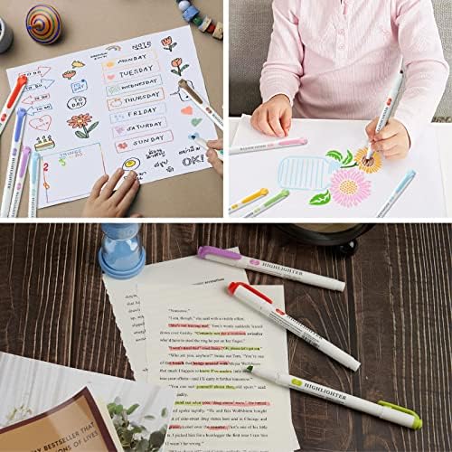 Pastel Highlighters - 15 Pcs Assorted Colors Dual Tip Real Mild Highlighter Markers, Chisel & Fine Tips for Bible Journaling, Note Taking, School Supplies, No Bleed