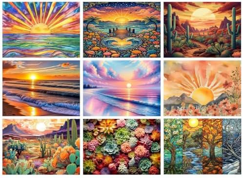 GREENCRUISE 9 Pack Diamond Painting Kits for Adults, 5D Diamond Art Kits for Beginners, DIY Full Drill Paint with Diamond, Home Wall Decor 16 x 12 Inch TYPE8