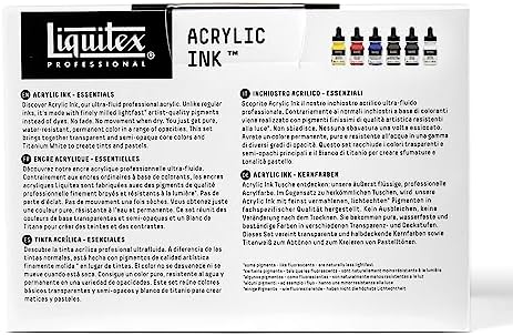 Liquitex Professional Acrylic Ink, 1-oz (30ml), Essential Color Set, Set of 6