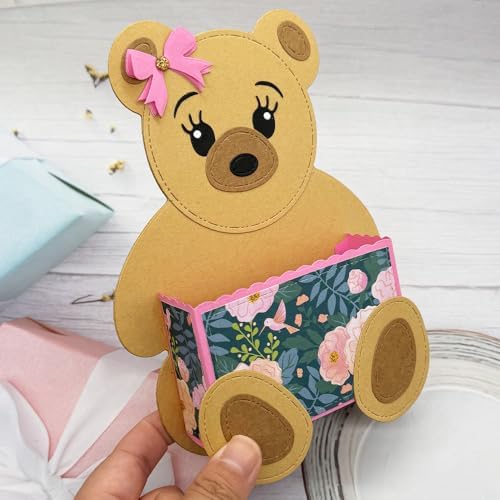 KSCRAFT 2024 November Valentine Release Metal Cutting Dies Stencils for DIY Scrapbooking Decorative Embossing DIY Paper Card (Bear Pocket Tag)