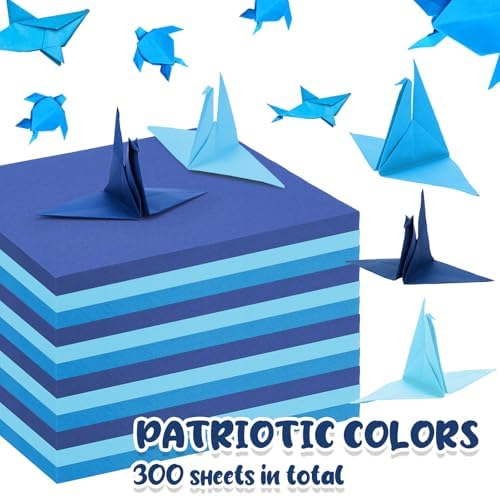 Kigeli 300 Sheet Origami Paper 6 x 6 Inch Square, Blue