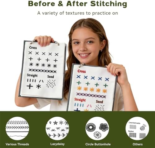 RONOSEN 2026 Upgraded DIY Embroidery Stitch Book Kit with Sewing Cloth & Complete Tools, Portable All-in-One Hand Embroidery Kit for Adults & DIY Craft Lovers
