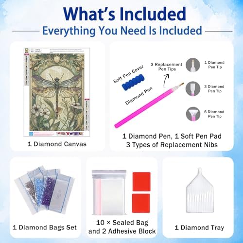 AUKELHJ Dragonfly Diamond Art Kits for Adults, Diamond Painting, 12x16 Inch