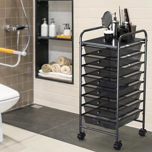 Simple Houseware 8 Drawers Rolling Utility Cart Art Craft Storage, Black