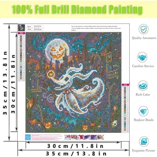 4 Pack Diamond Art Kits for Adults,Halloween Diamond Painting Kits 14x14 In