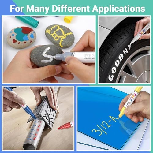 ANYUKE Oil Based Paint Markers, 8 Colors Dual Tip Paint Pens Paint Markers(0.7mm & 3mm), Waterproof Paint Pen for Rock Painting, Metal Wood Glass Stone Canvas Mugs Fabric Plastic