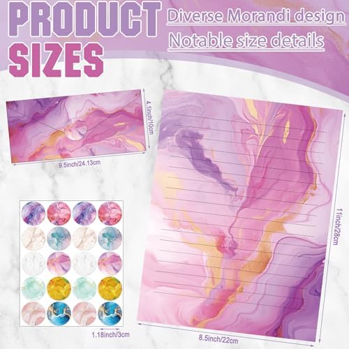 TaoBary 160 Pcs Marble Stationery Paper and Envelopes Set, 8.5 x 11''