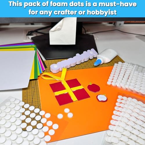 Tikfoam 1000Pcs Double Sided Adhesive Foam Dots, 2mm and 1mm Thick Tape for Craft, Card Making, Marked Candles, Scrapbook, Poster and DIY Projects