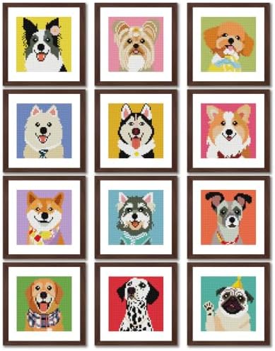 12 Pcs Small Diamond Art Kits Dogs Animals Diamond Art Kits for Adults