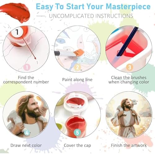 Jesus Paint by Numbers Kit for Adults Framed Canvas 12X16 in, Frameworkless