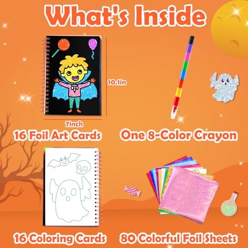 FUNNYB&G Foil Art Craft Kit for Kids, Sparkly Birthday Gift Toy for Kids | No Mess, Kids Ages 4-10 Create Sparkling Artwork, A Creative Gift for Birthdays, Holidays, Travel Activities,Screen-Free Fun
