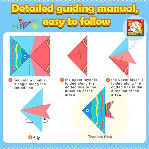 308 Sheets Origami Paper Kit for Kids Ages 5-8 8-12 with Instructional Book | Origami Projects for Beginners, DIY Art Craft Supplies for School Class Lessons, Christmas Birthday Gifts for Boys & Girls