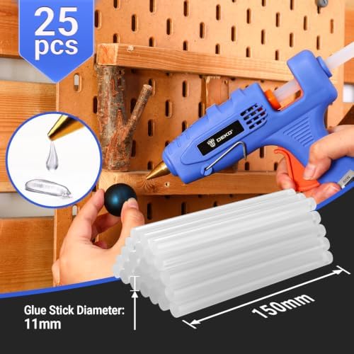 Hot Glue Gun Full Size: DEKOPRO 60/100Watt Dual Temp Hot Glue Gun Kit with 25 Glue Sticks, Organize Storage Case, Heavy Duty Heat Glue Gun Tool Set for Home Repair, Art & Crafts, DIY Blue