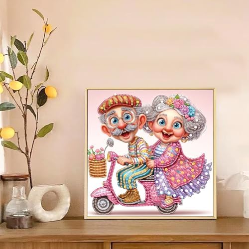 Diamond Painting Kits for Adults, Grandparents Go for a Ride Pattern Design Special Shape Diamond Art Kits for Beginners, DIY Diamonds Paintings Art for Home Wall Decor Gift