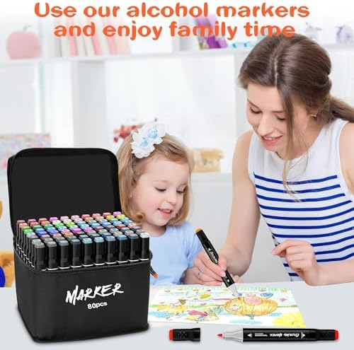 KJSHUANGTANG Alcohol Markers, Dual Tip Art Markers, Drawing Markers, Coloring Marker for Sketching Adult Coloring (80 Colors)