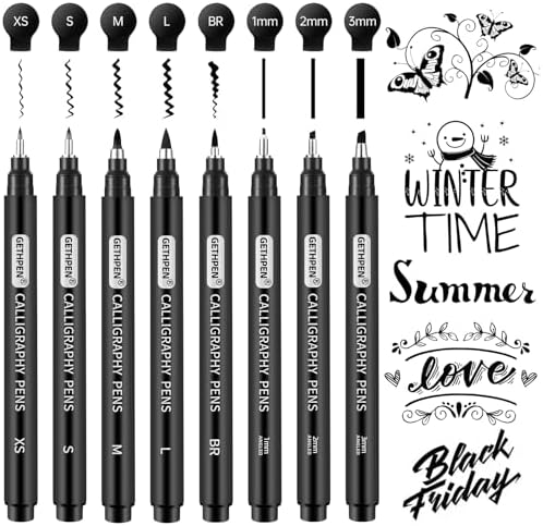 GETHPEN Calligraphy Brush Pen Set, Black Archival Ink for Hand Lettering
