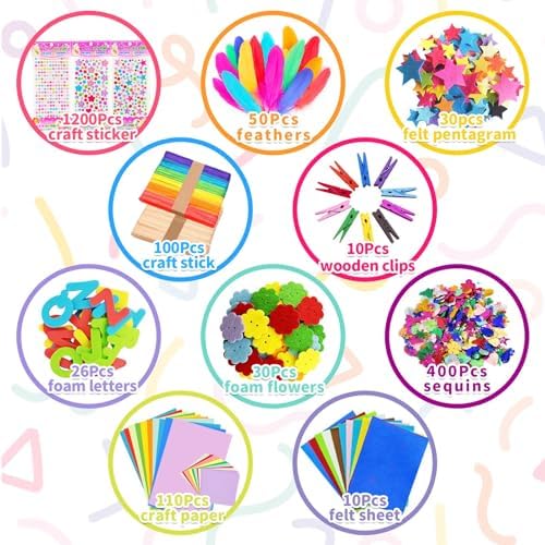 Itopstar 3000 Kids Arts and Crafts Supplies for Kids Crafting Supply in 3 Layered Plastic Art Box All in One Ages 8 9 10 11 & 12 Year Old Girls & Boys Crafting Supply Set