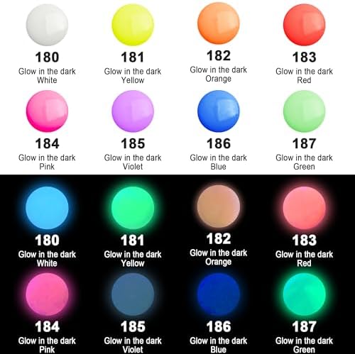 AUREUO Glow in the Dark Acrylic Paint - 8 Colors x 0.71 Fl Oz / 21ml