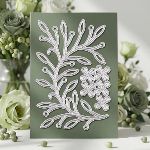 Grevosea Flowers Cutting Dies for Card Making, 4.5x3 Inch Metal Die Cuts