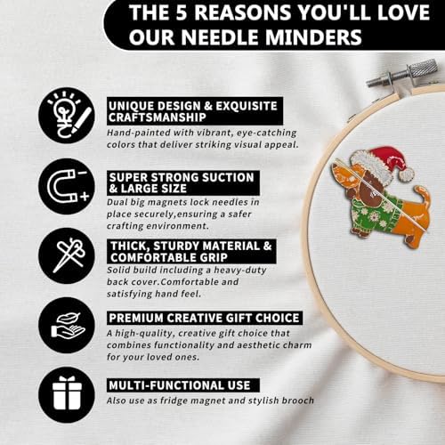 Magnetic Needle Minder Magnet Embroidery Accessories and Supplies Embroidery Needle Holder Cross Stitch Holder Needlework Supplies (Dachshund)