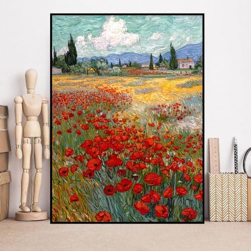 YOLENIX Field with Poppies Diamond Art Kits for Adult Diamond Painting Kit