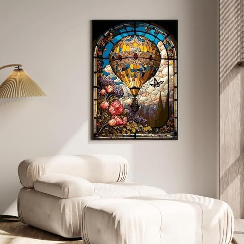 Hot Air Balloon Diamond Painting Kits for Adults, Diamond Art Kits 12x16in | Diamond Painting Kits for Adults Beginners, Gem Art, 5D Full Drill, DIY Arts and Crafts for Gift Home or Decor