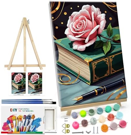 ATDMS Flower Paint by Numbers Kit for Adults with Frame, 8x12 Inch