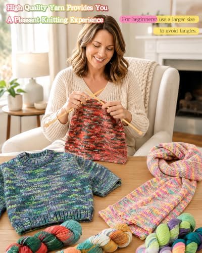 Katech 6 Pack Wool Yarn for Crocheting-Cashmere Yarn Sock Yarns-GreenPink