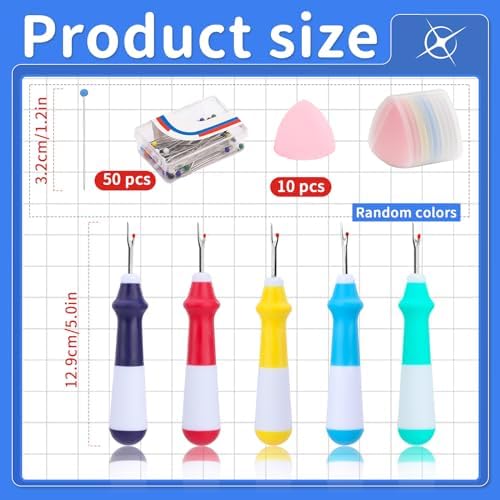 SOCNITC 65Pcs Stitch Remover Tool Kit Seam Ripper for Sewing and Embroidery