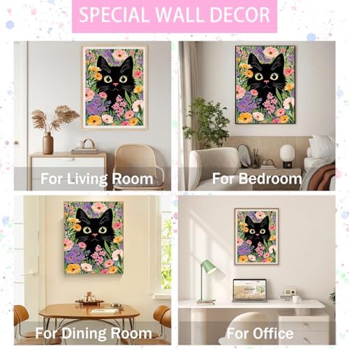 Gamteldot Black Cat Diamond Art Kits for Adults Beginners,DIY Diamond Art 5D Full Drill Diamond Dots Diamond Painting with Complete Tools,Pefect Art Crafts for Home Wall Decor Gift-12x16in