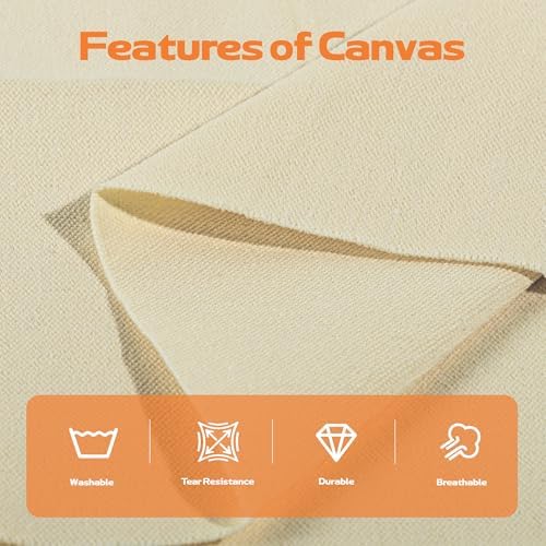 10oz Natural Cotton Blend Canvas Fabric, Duck Canvas Fabric, 60'' Wide for Arts & Crafts, Painting, Handmade Home Decor (Unbleached, 2 Yard)