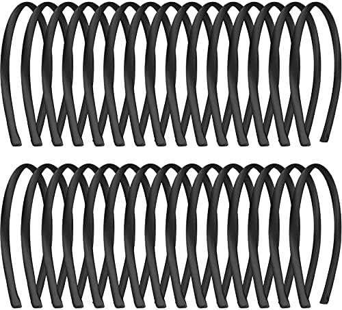 Duufin Black Headbands for Girls Crafts DIY 30 Pcs Plain Satin Headbands