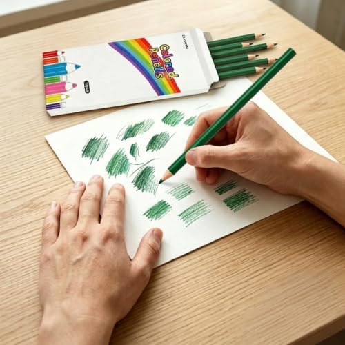 12 PCS Green Colored Pencils, Pre-sharpened Professional Wooden Art Pencils Set for Artists Painting | Premium Drawing Sketching Supplies