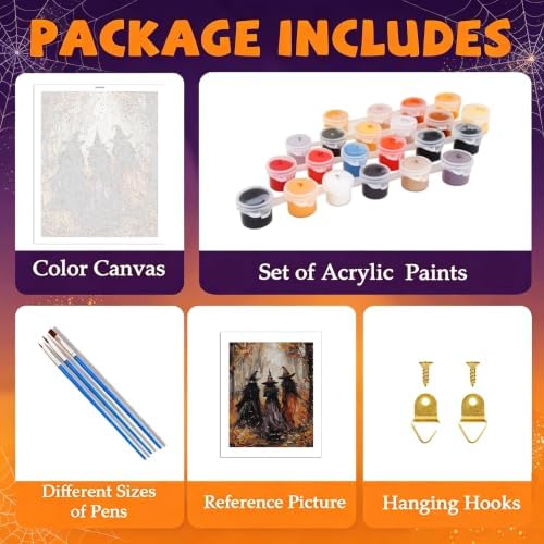 ICYANART Halloween Paint by Numbers Kit for Adults, Witch Number Painting