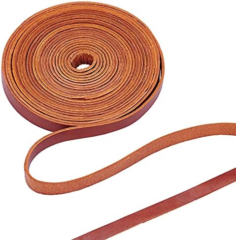 GORGECRAFT 197 Inch 10mm Brown Leather Strap Belt Blank Strips Full Grain Faux Flat Genuine Leather Cord for Jewelry Making DIY Craft Projects Belts Keychains Pet Collars Leather Watch