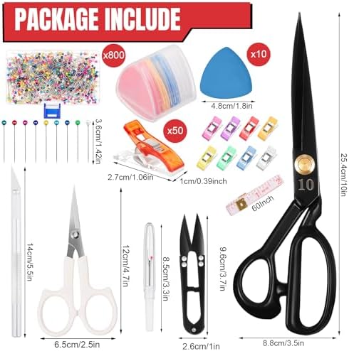 Lasnten 10'' Fabric Scissors Heavy Duty Sewing Scissors for Fabric Cutting