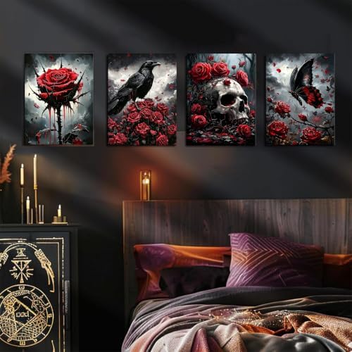 Gemozaic 4 Pack Gothic Diamond Art Kits for Adults, 12 x 16 Inch, Unframed