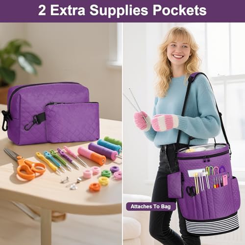 Crochet Yarn Knitting Bag 3PCS Expandable Large Yarn Storage Organizer Bag