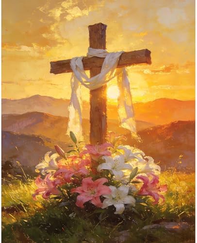 Dawnsphere Cross Paint by Numbers Kit for Adults Without Frame 16x20 in