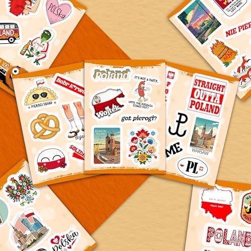 100Pcs Poland Stickers for Luggage, for Water Bottle, Polish Flag Stickers Small- Poland Party Supplies, Polish Gifts - Gift for Women & Men