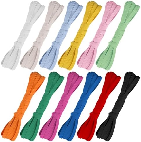 Airisoer Elastic Bands for Sewing 12 Rolls 1/4" x 4.4 Yards, Bright Colors