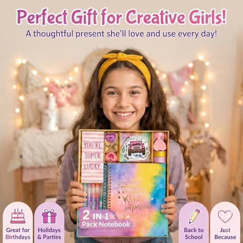 OIHEW 200+ PCS DIY Journal Kit for Teen Girls, Gifts for 6-14 Year Old Girl | DIY Memories of Happy Meaningful Day | Birthday Gifts Idea | Loved by 6-12 Year Old Girls | More Fun Included Items