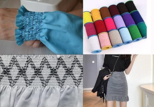 KONMAY Elastic Thread for Sewing Machine, 500 Meters 0.5mm White for Shirring, Smocking, Gathering, Stretchy Strings for Bracelets