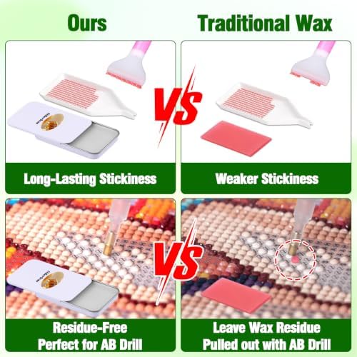 Scented Diamond Painting Wax, Handmade Natural Beeswax for Diamond Art Painting Pen, Long-Lasting Stickiness No Residue Drill Wax with Picker Tool, Diamond Art Accessories and Tools (Odorless)